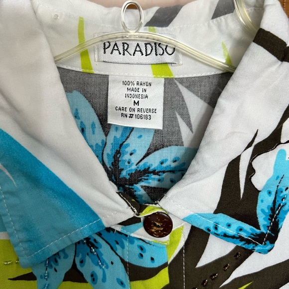 Paradiso Button-up long Sleeve Blouse Beading Detail Sz M - Picture 6 of 6